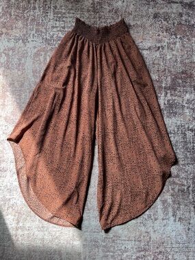Bucket List Rust Brown Animal Print Wide Leg Palazzo Pants | M/L